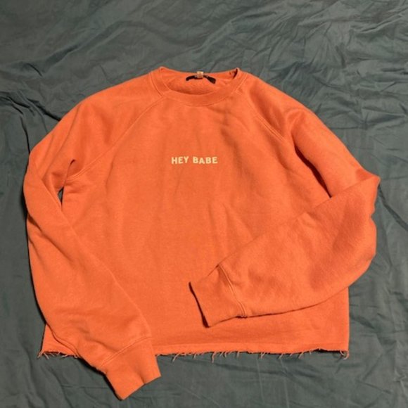 Brunette the Label Raw Hem Cropped Hoodie S/M - Picture 1 of 3